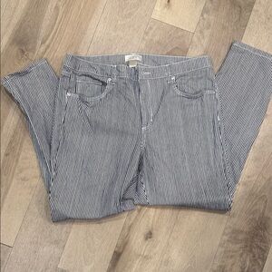 LOFT Blue and White Striped Women's Straight Leg Jeans